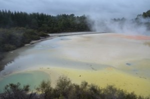 Steaming hot springs