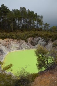 Hot Springs - bright green pools