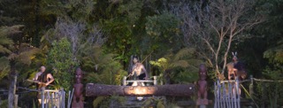 Maori drummers at a Maori Hangi - night time