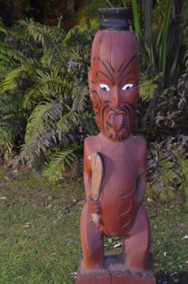 Maori wood carving of a man