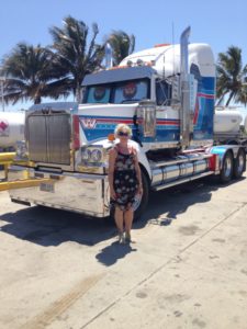 Christie Adams stood next to an Australian truck