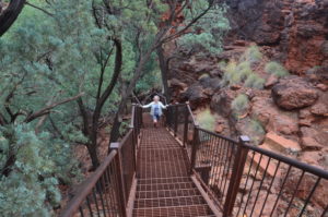 Christie Adams on ladder at Karajini NP